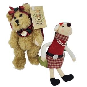 Vintage Christmas Ornaments Lot of 2 Bearington Collection Plush Stuffed Animal